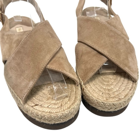 Paloma Barcelo Lynde Tan Suede Jute Espadrille Two Tone Platform Sandal Women 38 - Picture 6 of 16